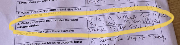 Write A Sentence That Includes The Word Misconception