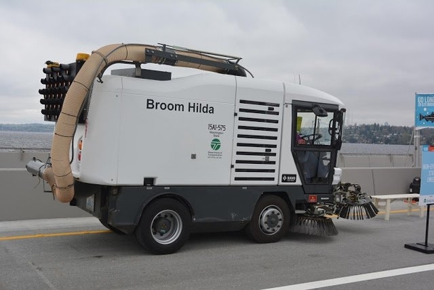 WSDOT named the SR bike path street sweeper Broom Hilda x-post from rSeattleWA