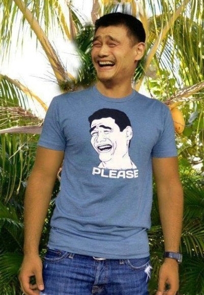 Yao wearing a meme of Yao