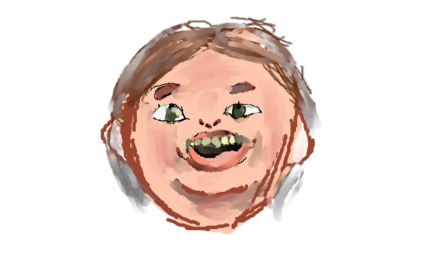 year old daughters portrait attempt of grandpa I honestly love it