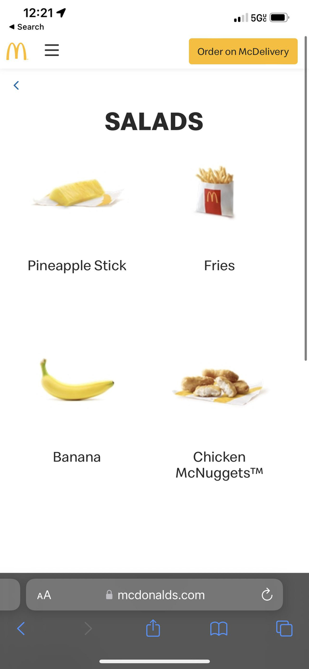Yes one McBanana salad please