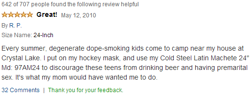 Yes this review for a machete was very helpful