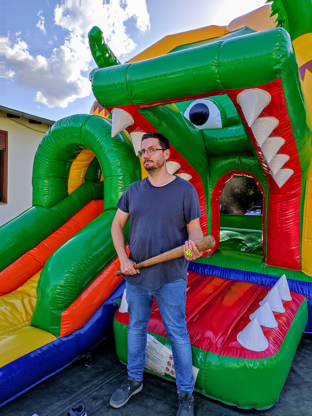 Yesterday I started my new job as bouncy castle bouncer