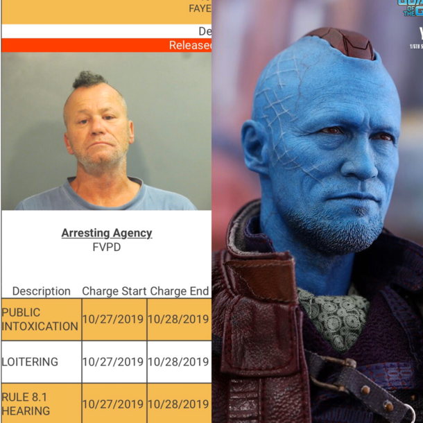 Yondu out here catching Public intox amp loitering charges