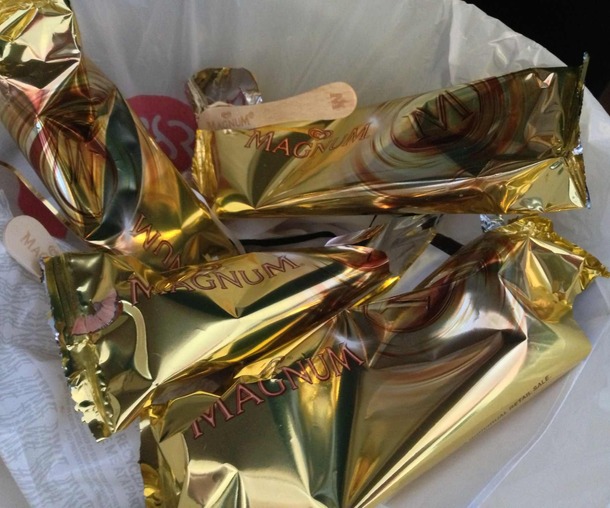 You know you had a good weekend when your garbage is filled with Magnum wrappers