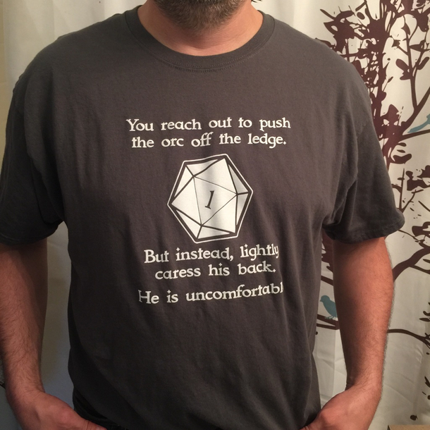You reach out to push the orc off the ledge