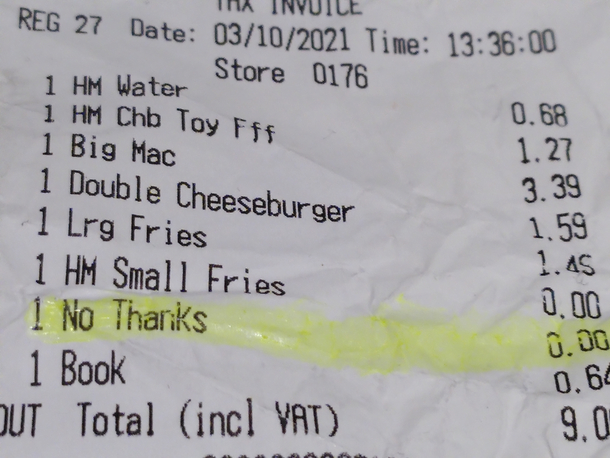 You want anything from Macdonalds