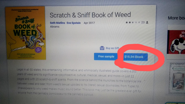 You would have to be high to buy a scratch n sniff e-book