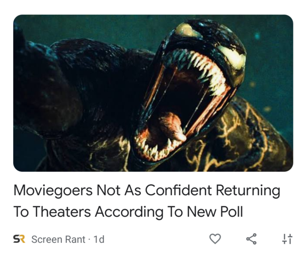 Yup Im afraid of getting attacked by Venoms if I go to the theater
