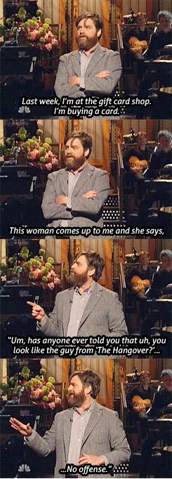 Zach Galifinakis at a gift card shop