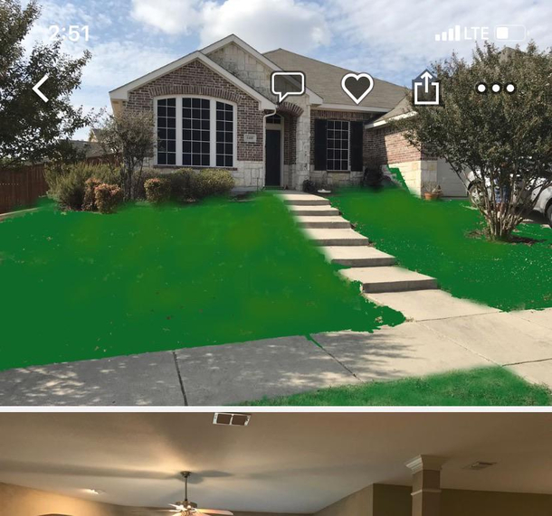 Zillow poster uses MS Paint to make their yard look better