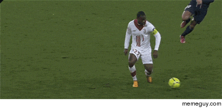 Zlatan laughs after a cheeky nutmeg