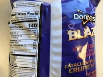  calories per serving  servings per bag Doritos Blaze have  calories Well played
