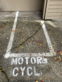  I told the apartment manager that the new motorcycle parking spot was missing an eguess I should have been more specific