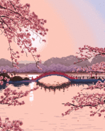  Lake pixelart seamless scene