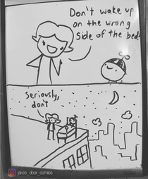 Last week I posted about my yo son drawing a new comic on his bedroom door whiteboard each night Heres a recent one I thought was pretty funny