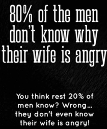  of men know why their wife is angry