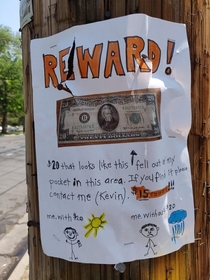  reward for finding his 