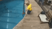  Toddler jumps into deep pool and swims across to safety
