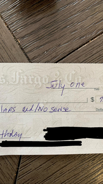 A birthday check from my grandma