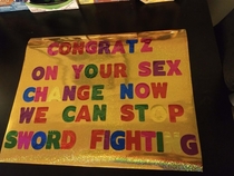 A buddy went to the airport to pick up his girlfriend This was the sign he brought with him