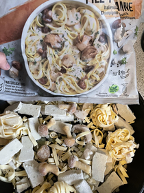 A bunch of whole mushrooms in my frozen pasta Better than expected