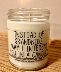 A candle my friend received from her adult daughter for Mothers Day