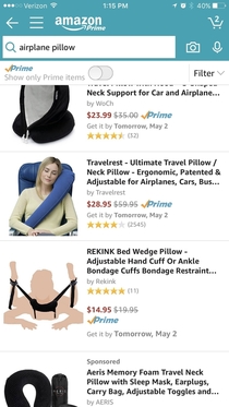 A casual search for an airplane pillow