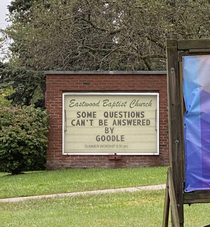 A church sign I saw today Did they run out of gs or were they trying to make a funny Either way Ive been laughing all day