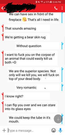 A conversation between me and my boyfriend in the spirit of Valentines Day