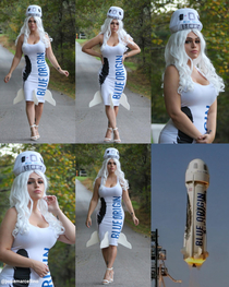 A costume a day for the month of October and today Im Blue Origin Jeff Bezos not-at-all-weirdly-shaped rocket that he definitely wasnt using to compensate for anything at all