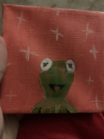A couple years ago a girl confessed she liked me and made a Kermit portrait as a gift The relationship didnt last but this pictures gives me a good laugh