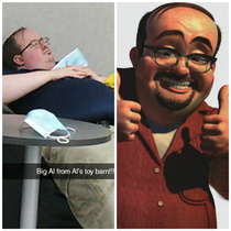 A coworker of mine bears a striking resemblance to Big Al from Big Als Toy Barn in Toy Story