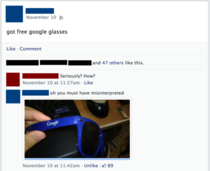 A few days ago my friend got a free pair of Google Glasses