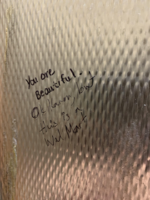 a few encouraging words on a Wal-Mart bathroom stall