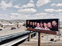 A few months ago my friends and I got our photos taken at JC Penny Studios Today we put it up on a billboard in our hometown