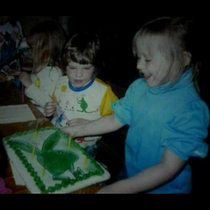 A few years ago I was looking through childhood photos and found my th birthday party Take a close look at the cake my birthday is close to Easter and my mom said the cake was on sale She had no idea She thought it was an Easter bunny Today Im  and though