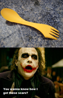 A fork knife and spoon all in one