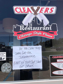 A friend saw this on a local restaurant today in my hometown