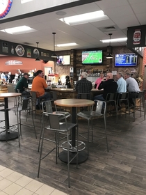 A full-size bar INSIDE a gas station Traffic cops must love this place