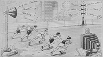 A German cartoon in  predicted Olympic spectators would be replaced by broadcasters