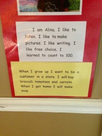 A kindergardeners response to what she wants to be when she grows up