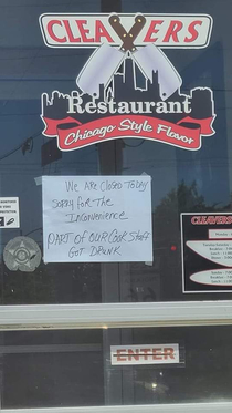 A local restaurant had a small issue