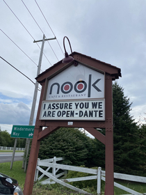 A local restaurants sign made me laugh as I parked