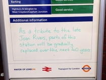 A London tube stations tribute to Joan Rivers is just perfect