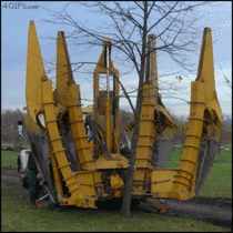 A machine that picks up trees by the roots