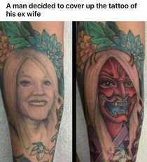 A man decided to cover up the tattoo of his ex wife