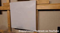A monochromatic and cold Bob Ross style painting gif