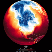 A month of daily surface temperatures on Earth look like a heartbeat Taken from NOAA geostationary satellite