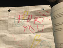 A nice note a first grader gave me